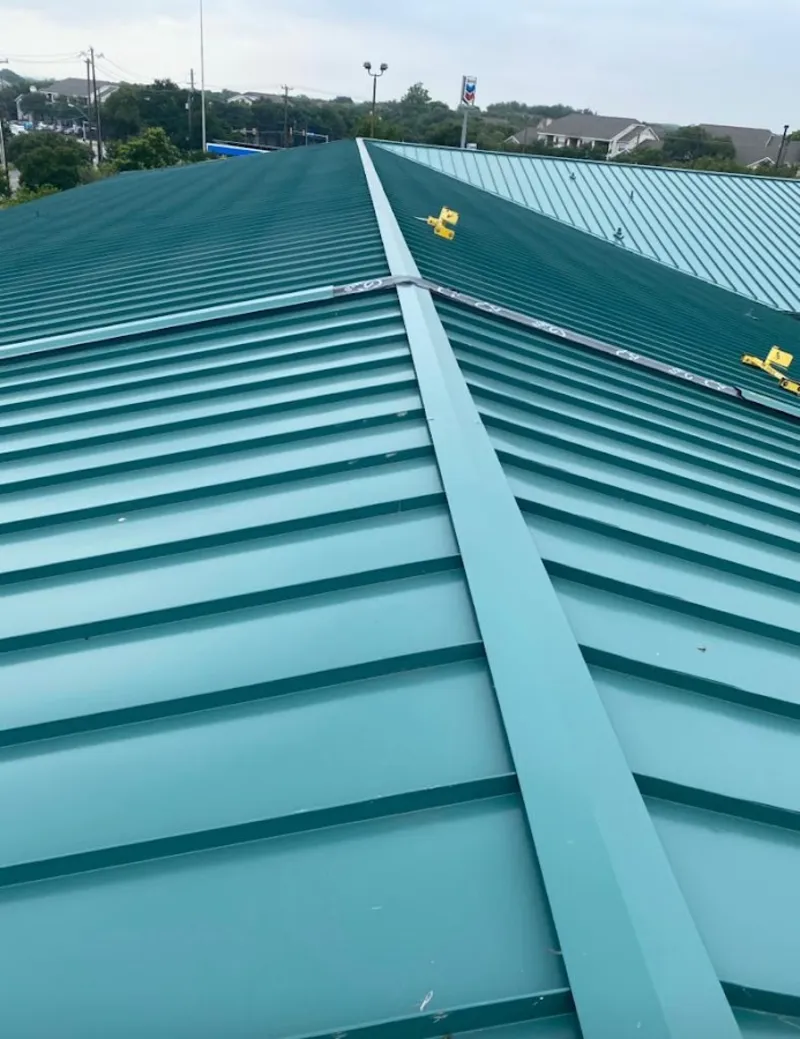 Green commercial metal roof ridge and valley for Metal Roof Repair in North Castle